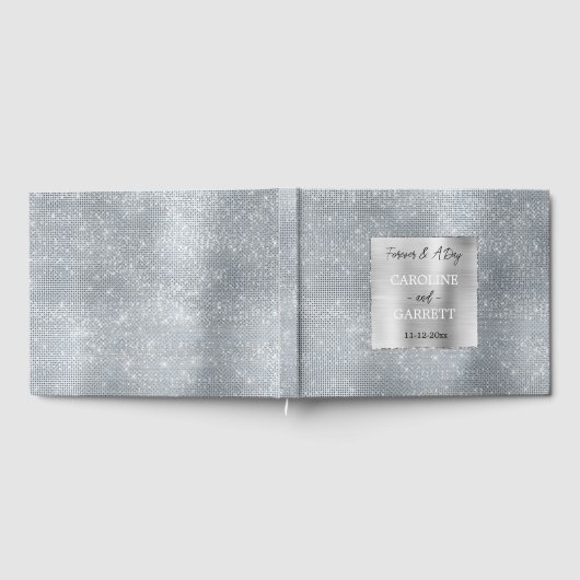 Dromerige Glitzy Zilveren Glam Sparkle Bruiloft Gastenboek (Volledig)