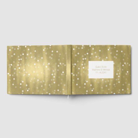 Dromerige Goud en Witte Confetti Bokeh Bruiloft Gastenboek (Volledig)