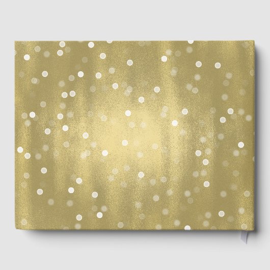 Dromerige Goud en Witte Confetti Bokeh Bruiloft Gastenboek (Achterkant)