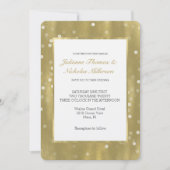 Dromerige Goud en Witte Confetti Bokeh Bruiloft Kaart (Voorkant)