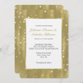 Dromerige Goud en Witte Confetti Bokeh Bruiloft Kaart (Voorkant / Achterkant)