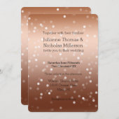 Dromerige Gouden Brons en Witte Bokeh Bruiloft Kaart (Voorkant / Achterkant)