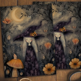 Dromerige grillige Halloween Witch Decoupage Tissuepapier