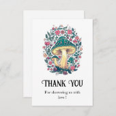 Dromerige grillige paddenstoel Baby shower Bedankkaart (Voorkant / Achterkant)