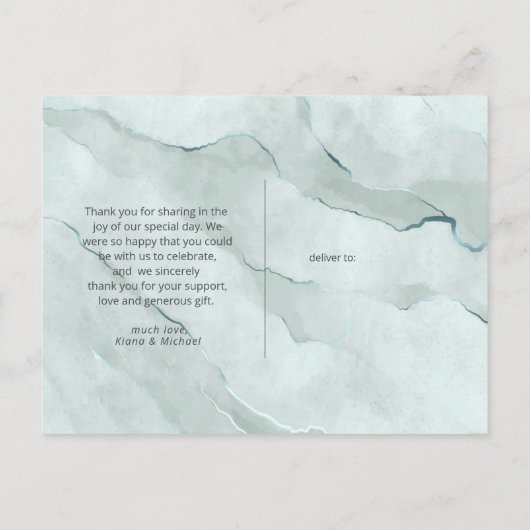 Dromerige Groenerie Trouw Dank Je Groen/Blauw ID81 Aankondigingskaart (Achterkant)