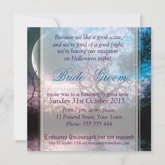 Dromerige Halloween Gotische Bruiloft Kaart (Achterkant)