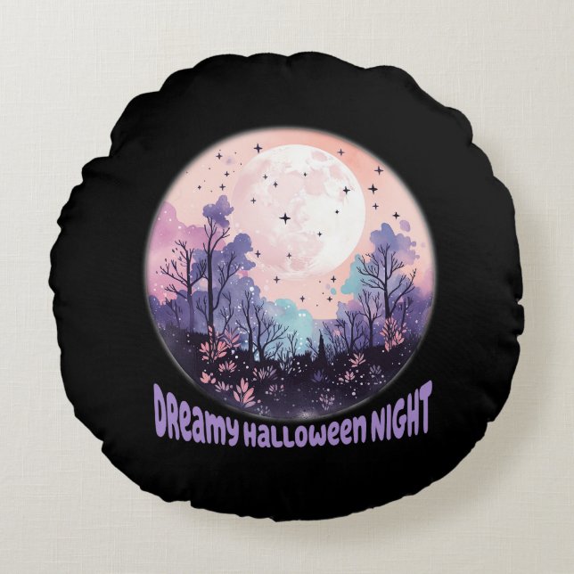 Dromerige Halloween nacht Rond Kussen (Voorkant)