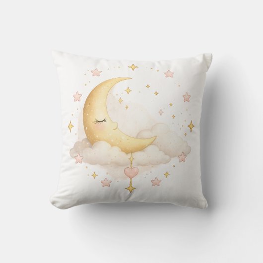 Dromerige Halve Maan & Wolken Worp Kussen | Cozy (Voorkant)