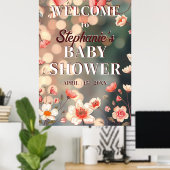 Dromerige harten en bloemen Baby shower Welkom Poster (Thuiskantoor)