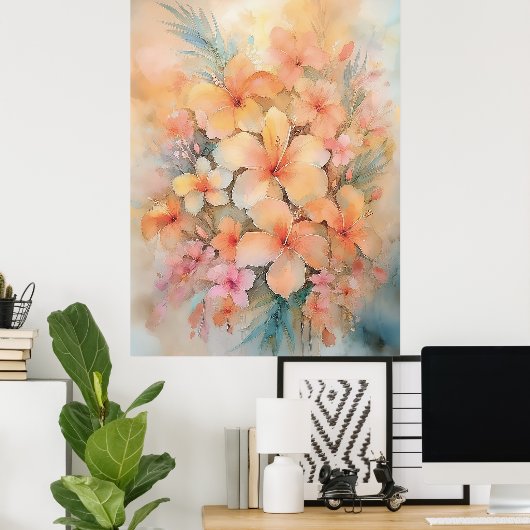 Dromerige Hawaiiaanse Hibiscus Poster (Thuiskantoor)