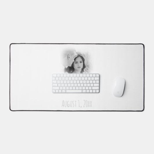 Dromerige Hazy Zwart-wit bruiloft Pic en Datum Bureaumat (Keyboard & Muis)