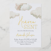 Dromerige hemel stuurde Blue Boy Baby shower Folie Uitnodiging (Voorkant)