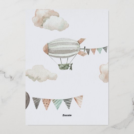 Dromerige hemel stuurde Blue Boy Baby shower Folie Uitnodiging (Achterkant)