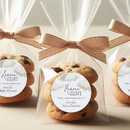 Dromerige hemel stuurde Blue Boy Baby shower Ronde Sticker