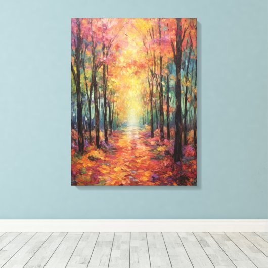 Dromerige Herfst Forest Walk Fine Art Canvas Afdruk (Insitu (Houten vloer))