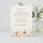 Dromerige herfst Wildflower bruiloft details Informatiekaartje (Staand voorkant)