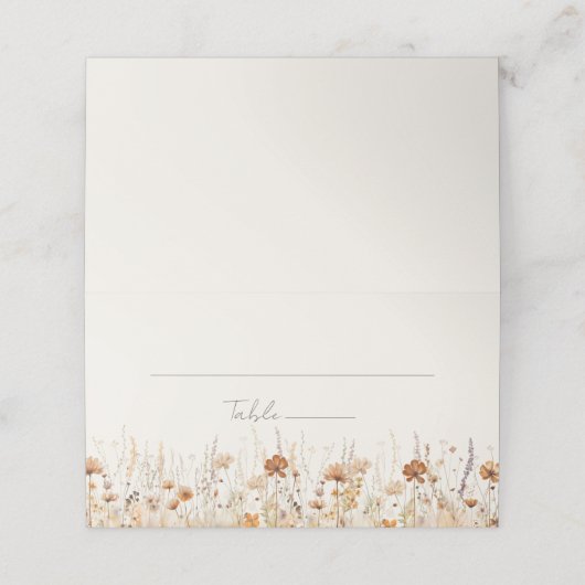 Dromerige herfst Wildflower bruiloft Plaatskaartje (Buitenkant ongevouwen)