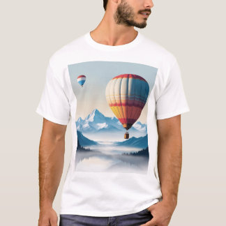 Dromerige hoogten: hete luchtballon boven bergen t-shirt