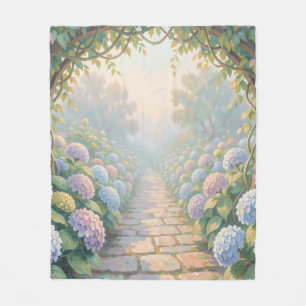 Dromerige Hortensia Tuin Boog Stenen Pad Cottage Fleece Deken