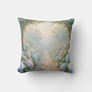 Dromerige Hortensia Tuin Boog Stenen Pad Cottage Kussen