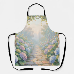 Dromerige Hortensia Tuin Boog Stenen Pad Cottage Schort