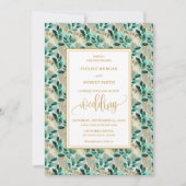 Dromerige Hunter Green Gold Greenery Wedding Uitno Kaart (Voorkant)