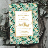 Dromerige Hunter Green Gold Greenery Wedding Uitno Kaart