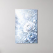 Dromerige Ijsblauwe Geprägde Bloementuin Canvas Afdruk (Voorkant)