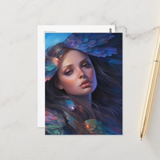 Dromerige Indigo Blauwe Vlinder Vleugels Fantasie Briefkaart