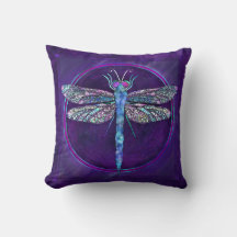Dromerige Jewel-toned Dragonfly Square Pillow