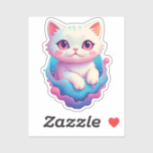 Dromerige Kat in Pastel Paradijs Sticker (Vel)