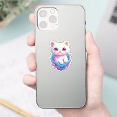 Dromerige Kat in Pastel Paradijs Sticker (Telefoon)