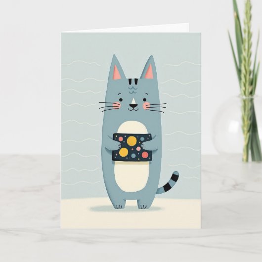 Dromerige kat kunst verjaardagskaart kaart (Voorkant)