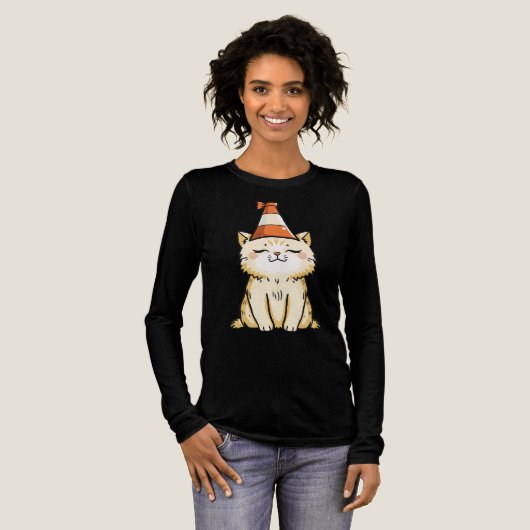 Dromerige kat met Traffic Cone Pet Tri-Blend Shirt (Voorkant)