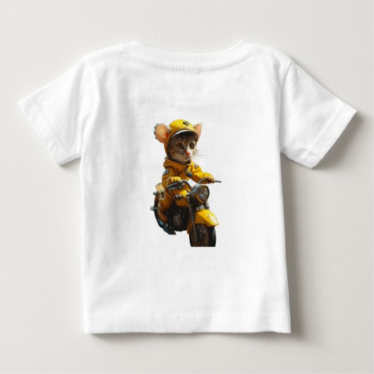 Dromerige kat rijden op een fiets Baby T-shirt (Achterkant)