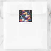 Dromerige kat stickers! vierkante sticker (Tas)