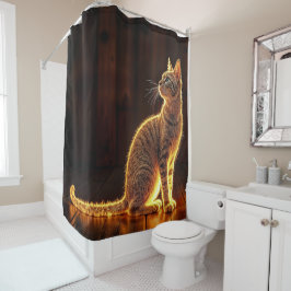 Dromerige katachtige kunst gouden kat portret mooi douchegordijn
