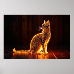 Dromerige katachtige kunst gouden kat portret mooi poster