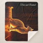 Dromerige katachtige kunst gouden kat portret mooi sherpa deken (Voorkant)