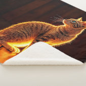 Dromerige katachtige kunst gouden kat portret mooi sherpa deken (3/4)