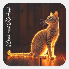 Dromerige katachtige kunst gouden kat portret mooi vierkante sticker