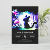 Dromerige katachtige verjaardag kaart (Staand voorkant)