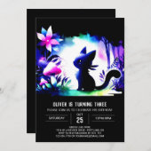 Dromerige katachtige verjaardag kaart (Voorkant / Achterkant)