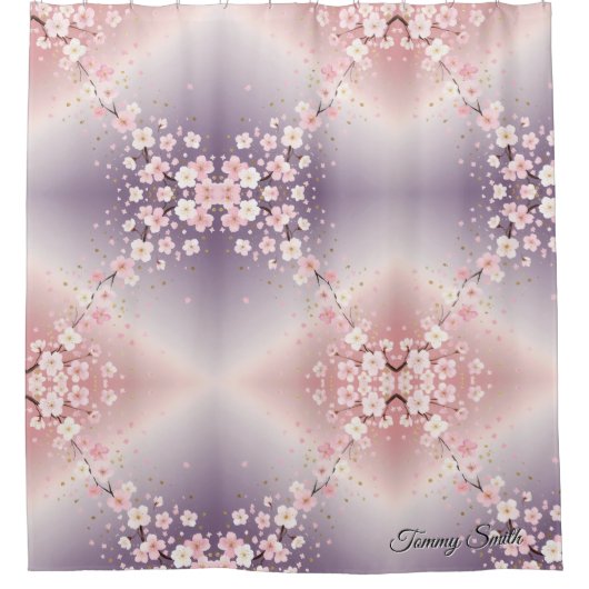 Dromerige Kersenbloesem Zacht Roze Douchegordijn (Voorkant)