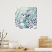 Dromerige kerst sneeuwpop Poster (Keuken)