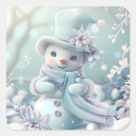 Dromerige kerst sneeuwpop Sticker (Voorkant)