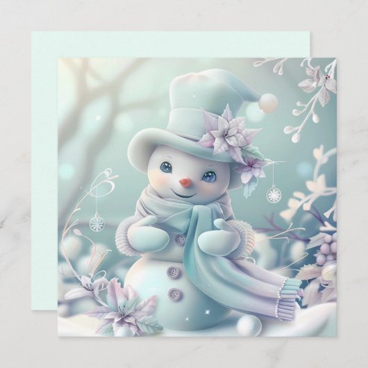 Dromerige kerst sneeuwpop Wenskaart (Voorkant / Achterkant)