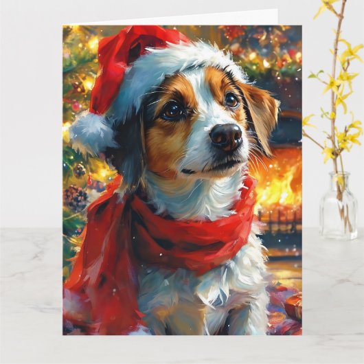 Dromerige kerst Waterverf van Beagle Puppy Kaart (Gele Bloem)