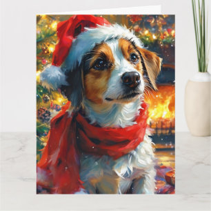 Dromerige kerst Waterverf van Beagle Puppy Kaart