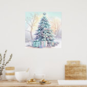 Dromerige kerstboom Poster (Keuken)
